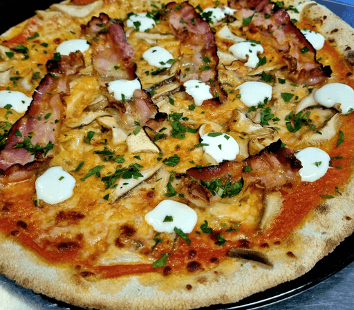 Cardoncello,bacon,stracchino,aglio e prezzemolo. 