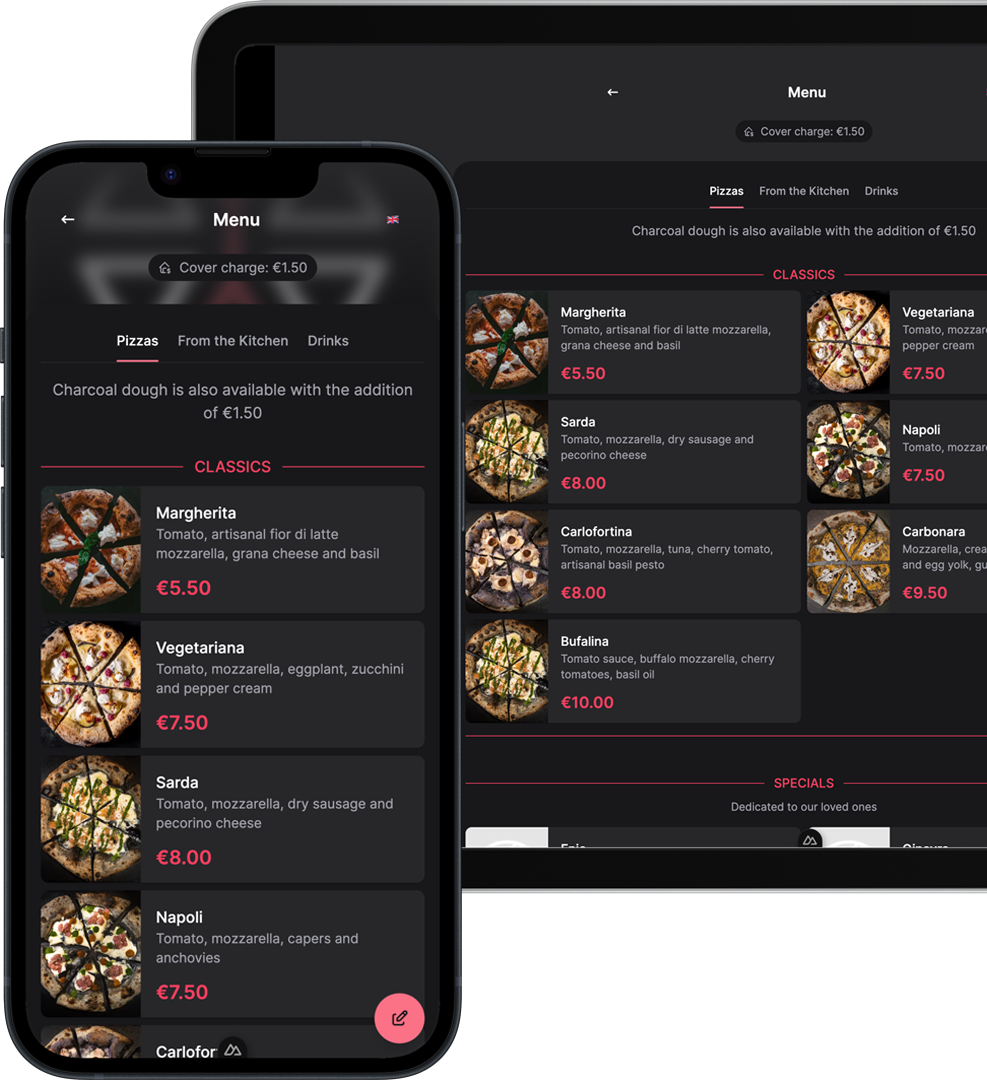 Foodlista's digital menu on a smartphone